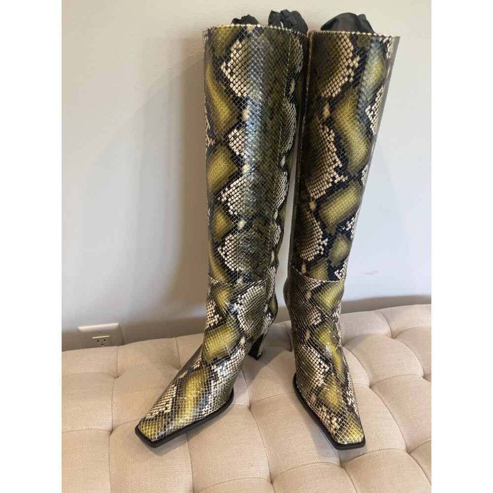 Roberto Cavalli Snakeskin Print Knee High Leather Boots US 10 EU 40 NWT $1720 - Picture 9 of 10